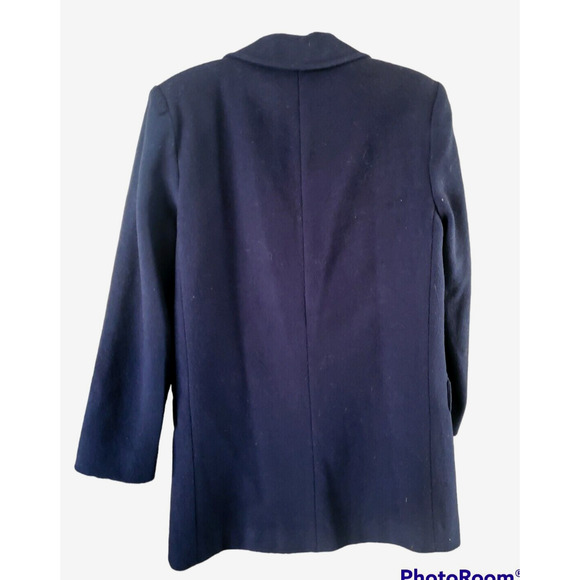 Vintage Spencer Douglas Navy Blue Double-Breasted Gold Button Wool Coat 10 or M - Picture 2 of 4